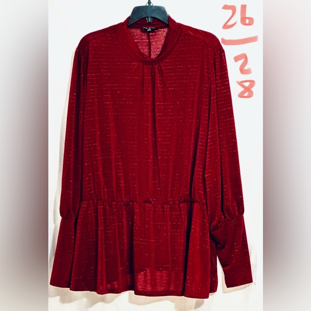 LADIES DARK RED SPARKLY TOP